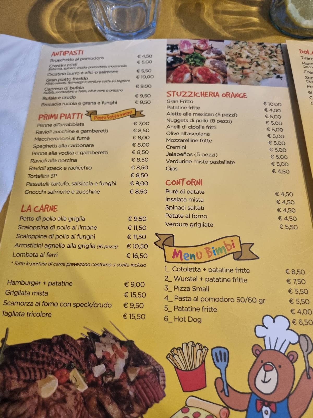 Menu di Ristorante Pizzeria Orange 