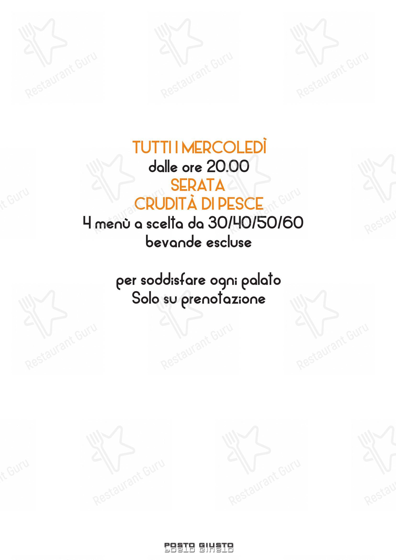 Menu bar per Pizzeria Posto Giusto in Castelnuovo Rangone
