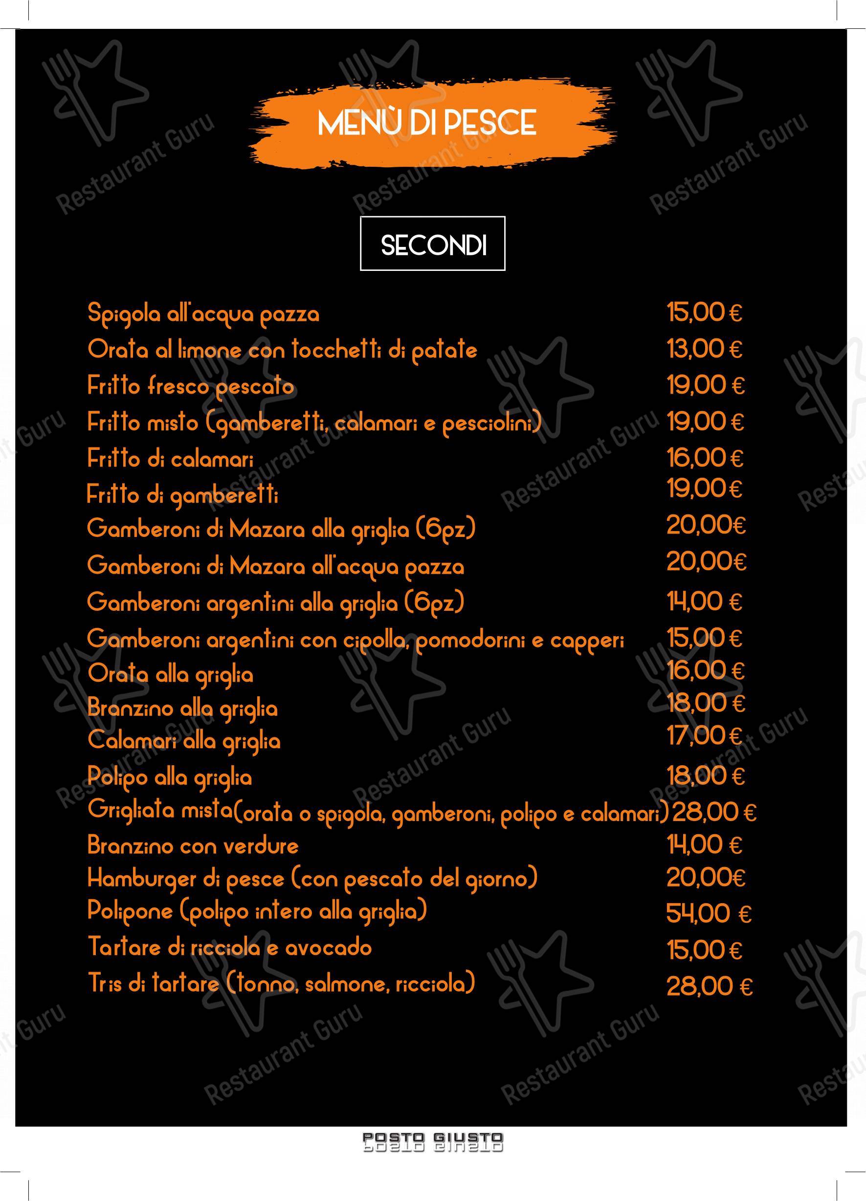 Menu per Pizzeria Posto Giusto in Castelnuovo Rangone