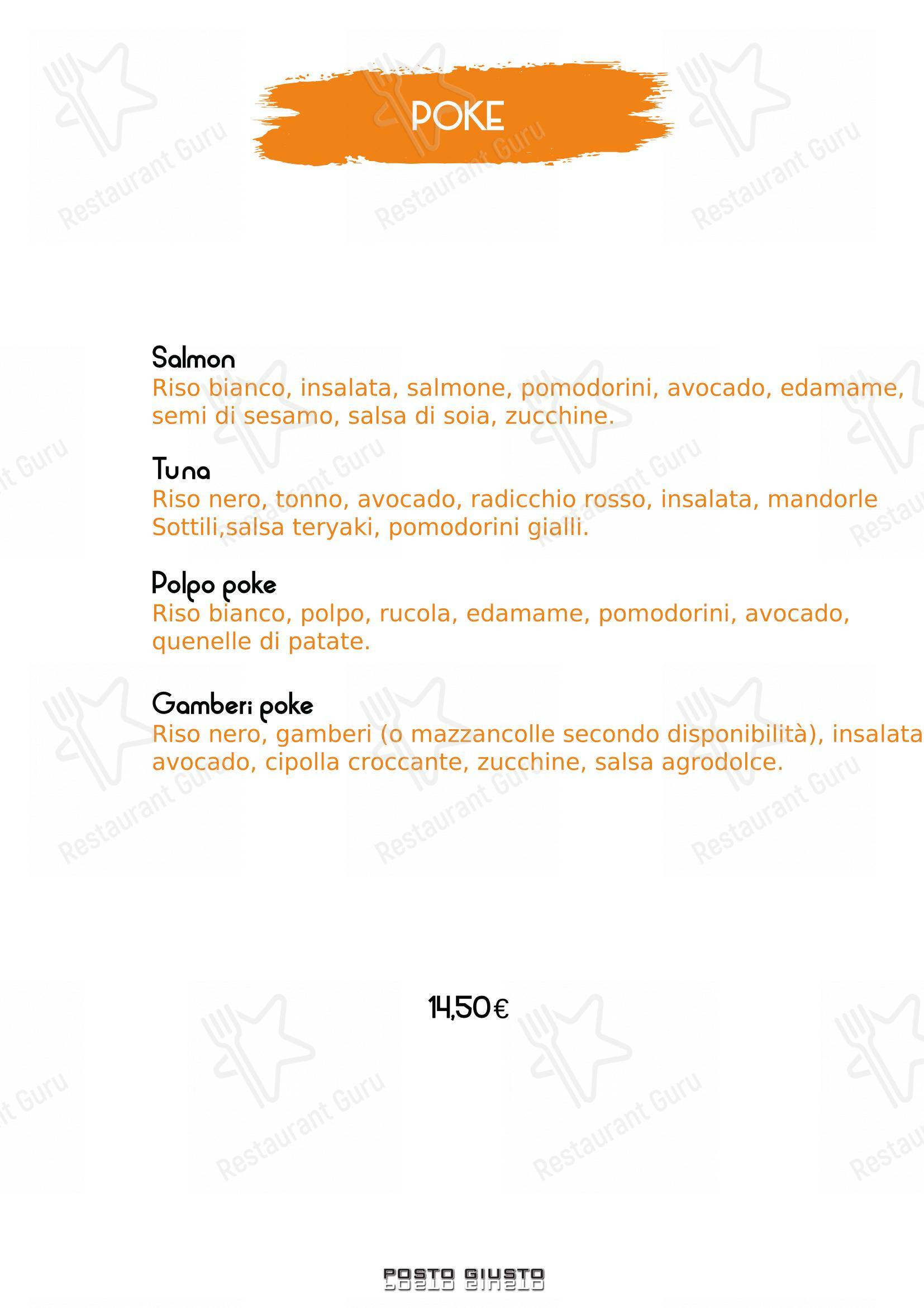 Pizzeria Posto Giusto in Castelnuovo Rangone - Menu bar