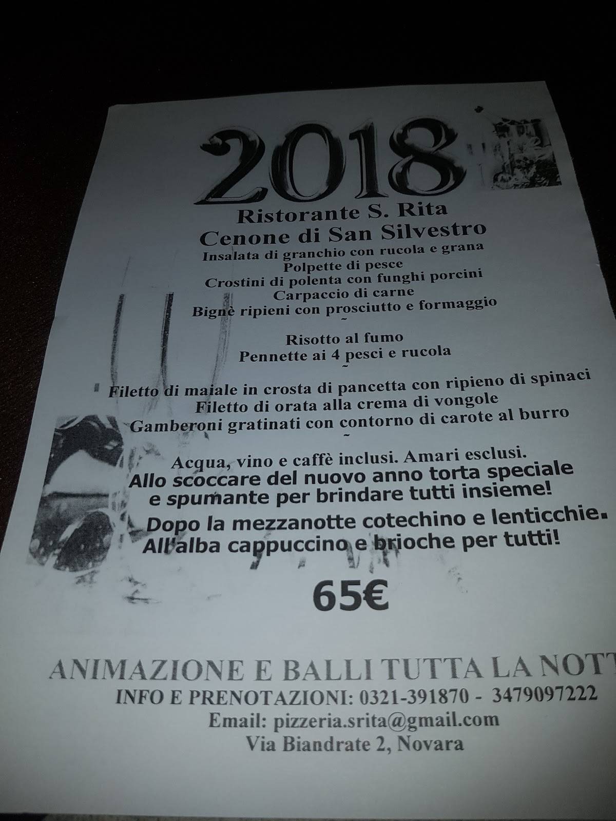 Menu di Ristorante Pizzeria Santa Rita 