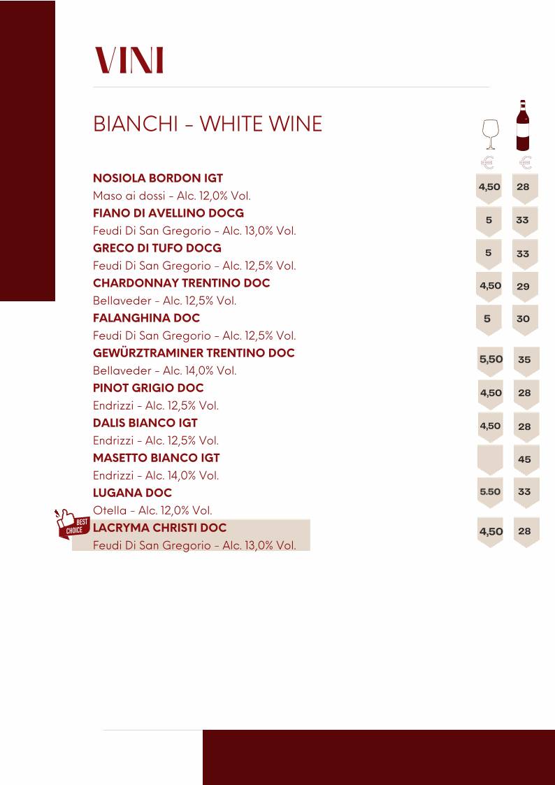 Menu di Ristorante Pizzeria Villa Cian 