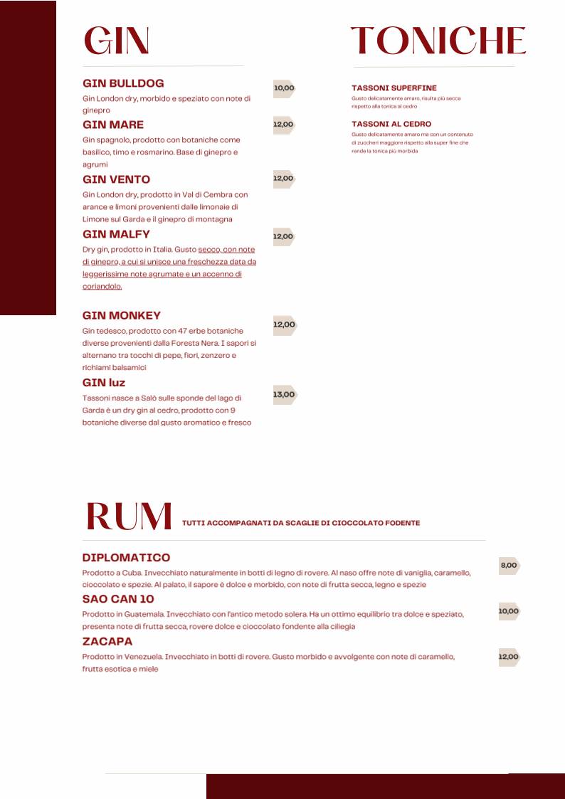 Menu di Ristorante Pizzeria Villa Cian 