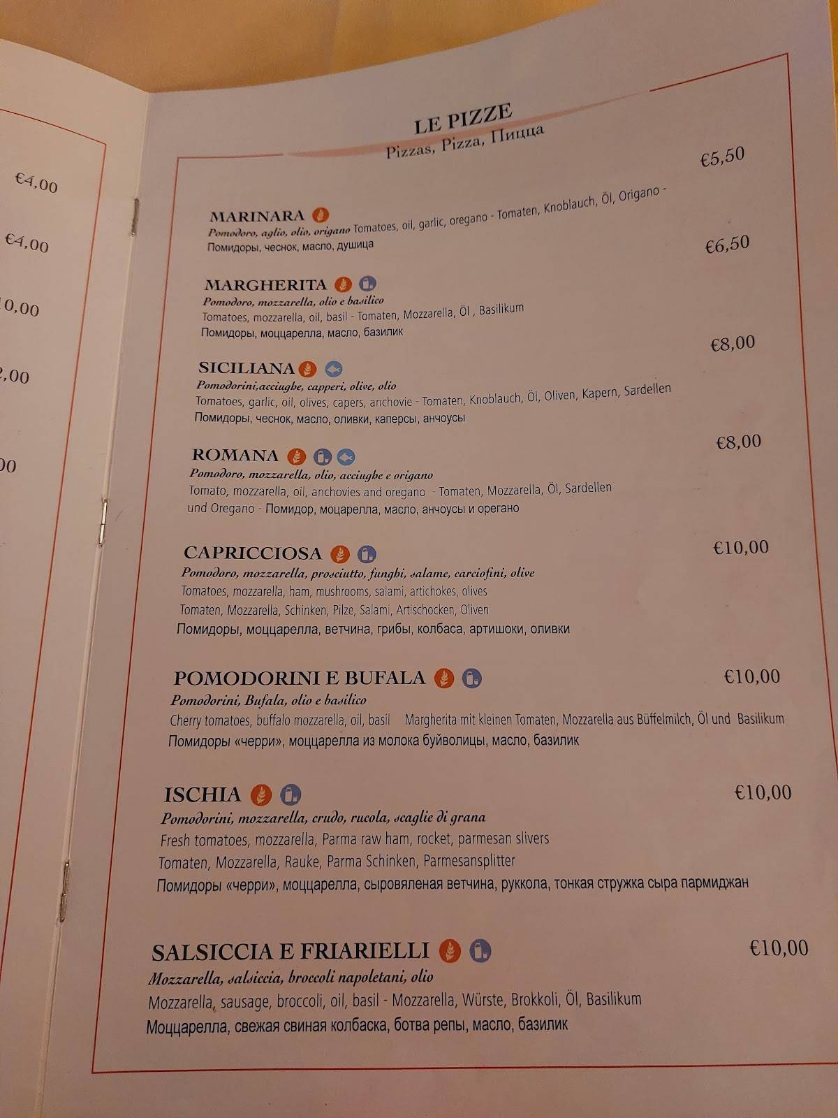Menu di Ristorante Pizzeria da Raffaele 