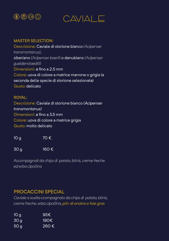 Menu di Ristorante Procaccini Milano 