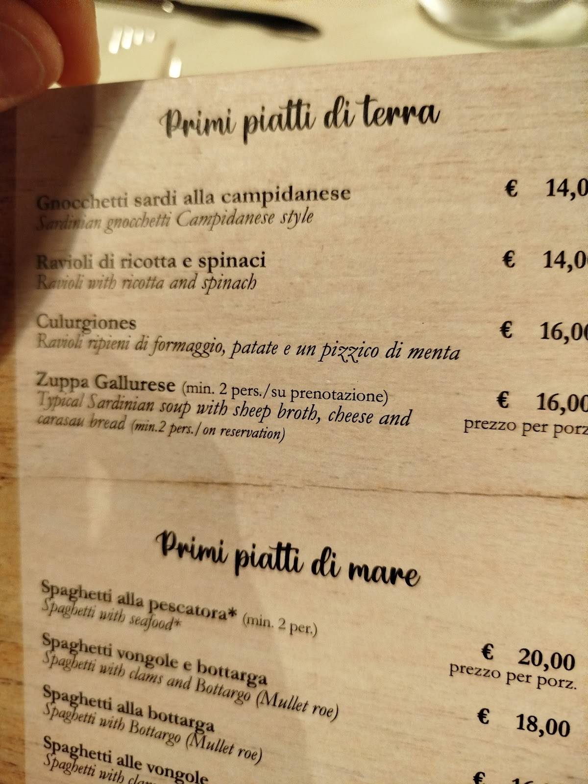 Menu di Ristorante Sa Runda Olbia 