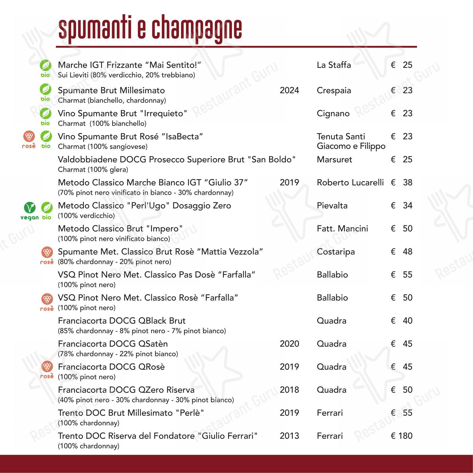 Menu di Ristorante Sambuga - Menu