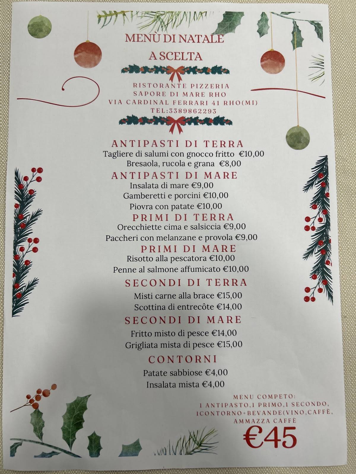 Menu di sapori di mare 
