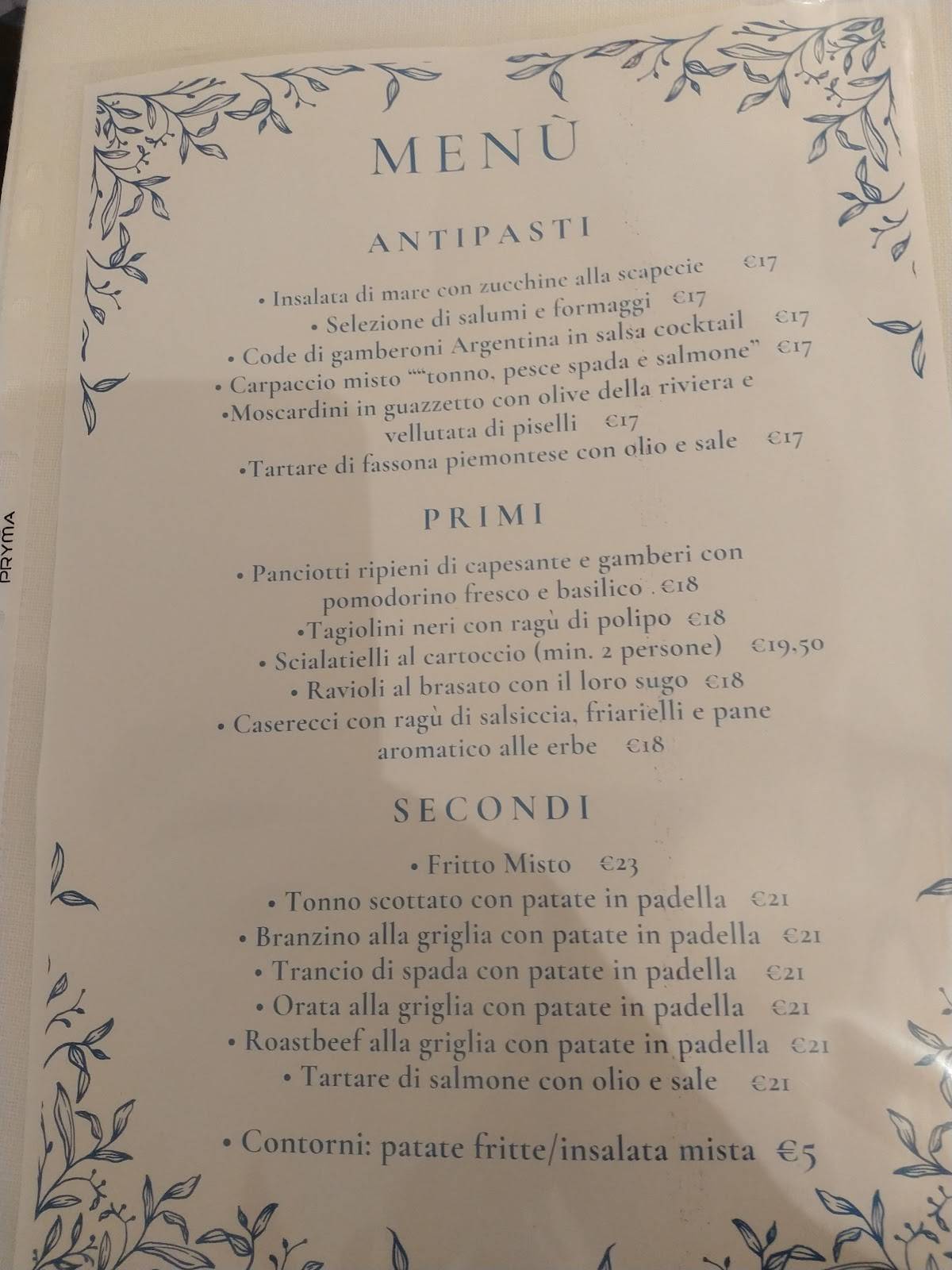 Menu di Ristorante Segreto Del Sorriso 