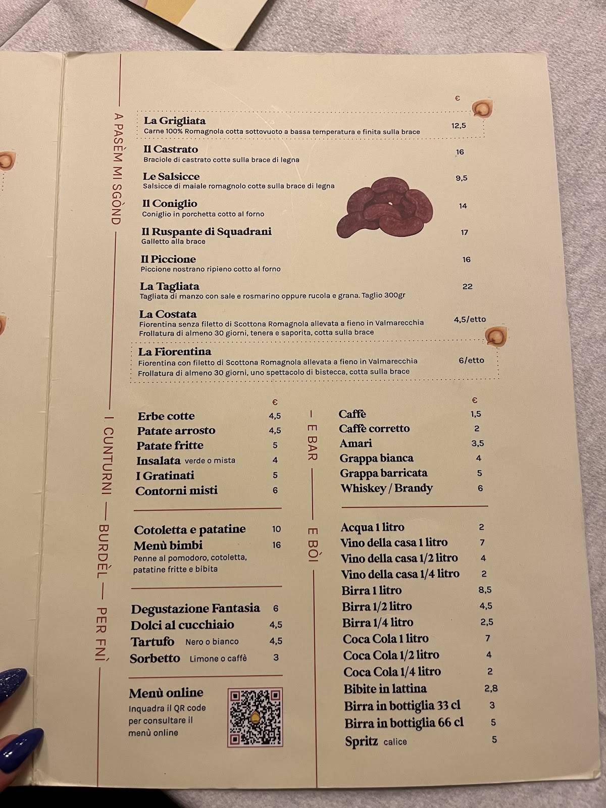 Menu di Ristorante Squadrani 