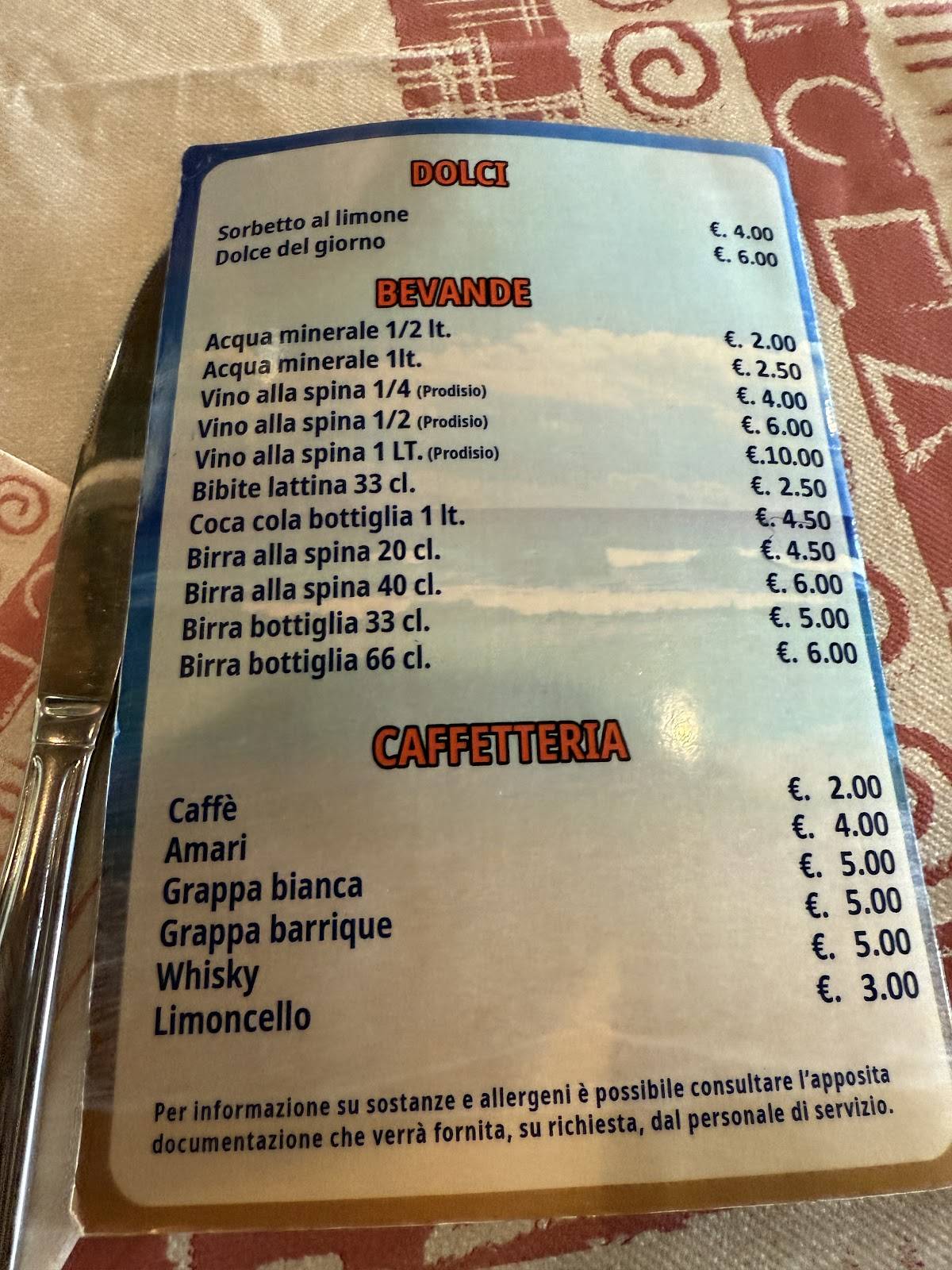 Menu di Ristorante TAAF 