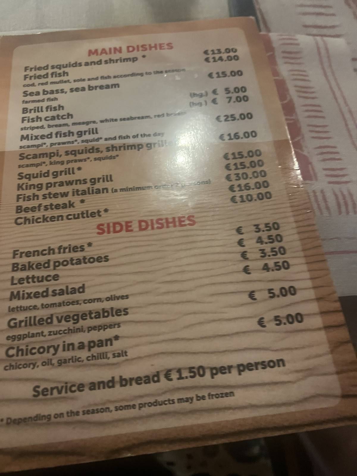 Menu di Ristorante TAAF 