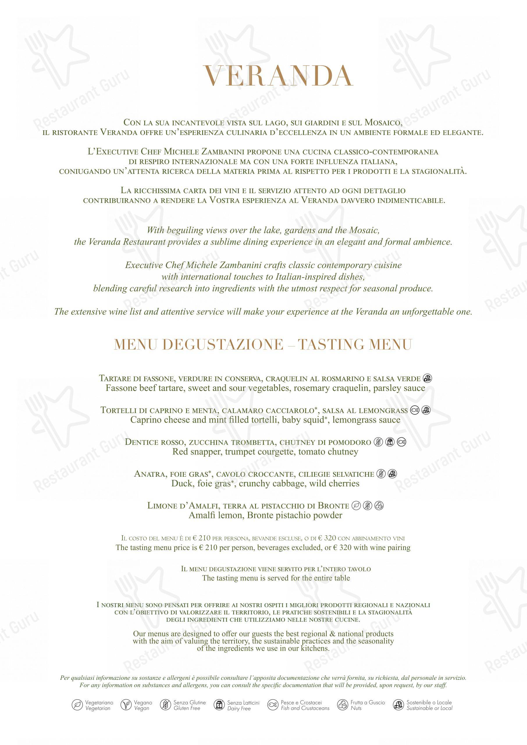 Menu per Ristorante Veranda ristorante