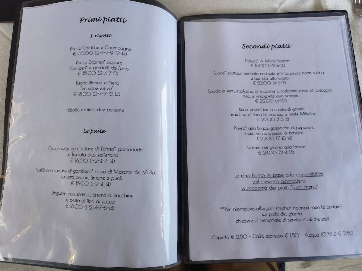 Menu di Ristorante a Modo Nostro 
