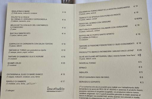 Menu di Ristorantino Loscottadito Numana 