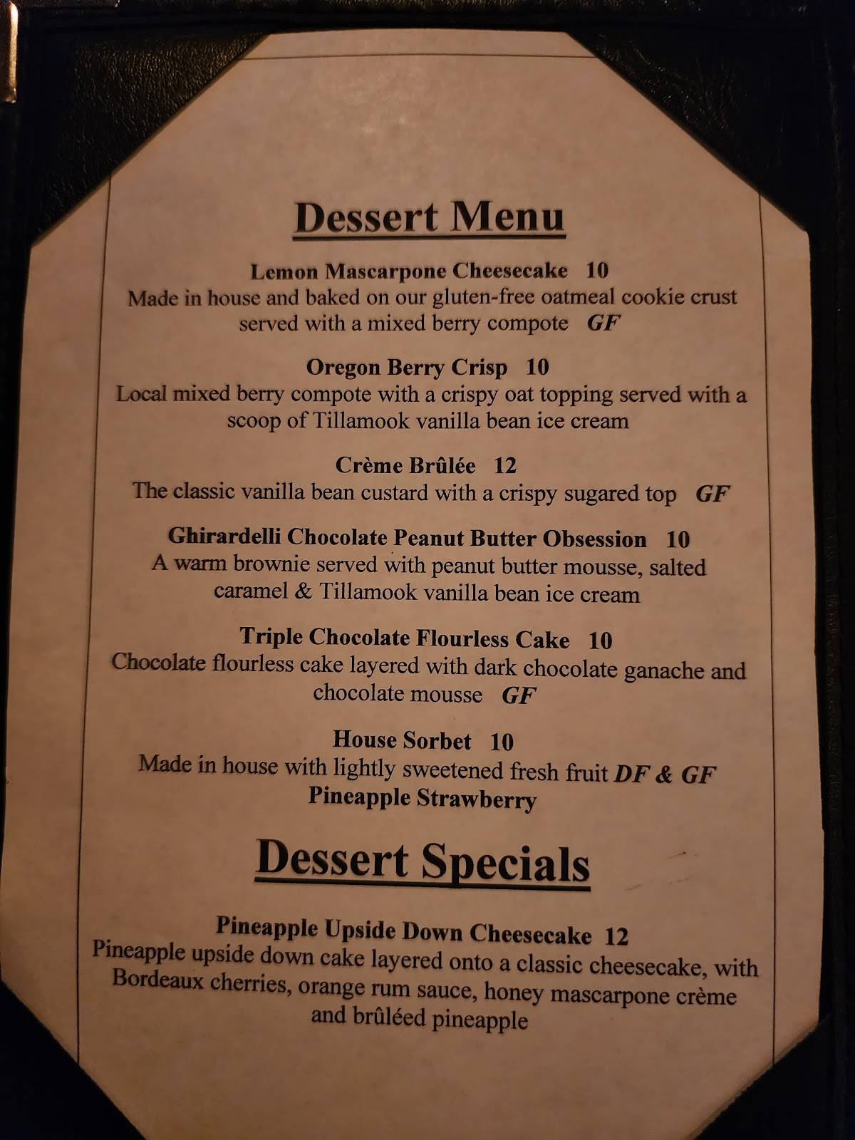 Menu at River's Edge Restaurant, Grants Pass