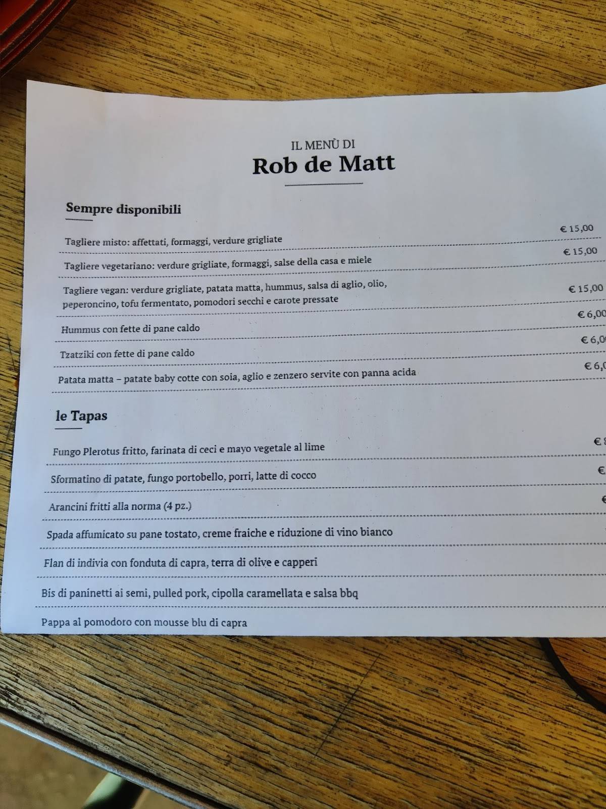 Menu di Rob de Matt 
