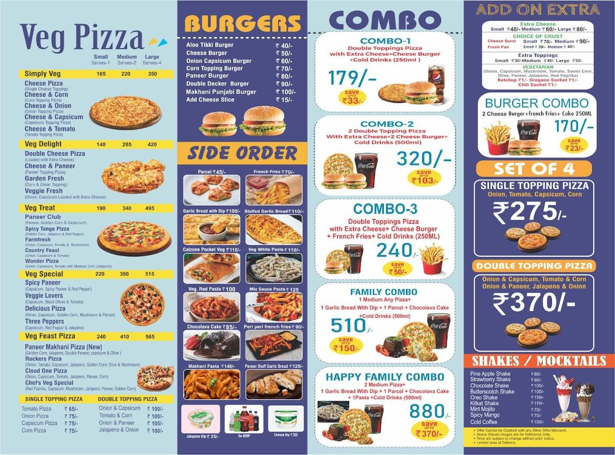 Rockers Pizza Bhopura menu