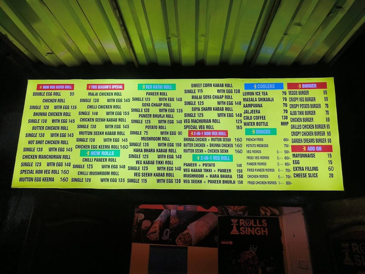 Rolls King sec 53 menu