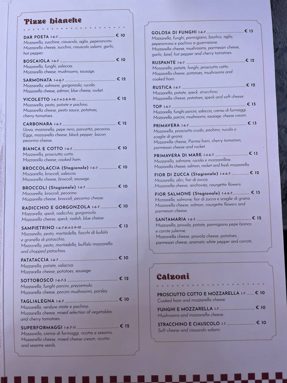 Menu di Dar Poeta 