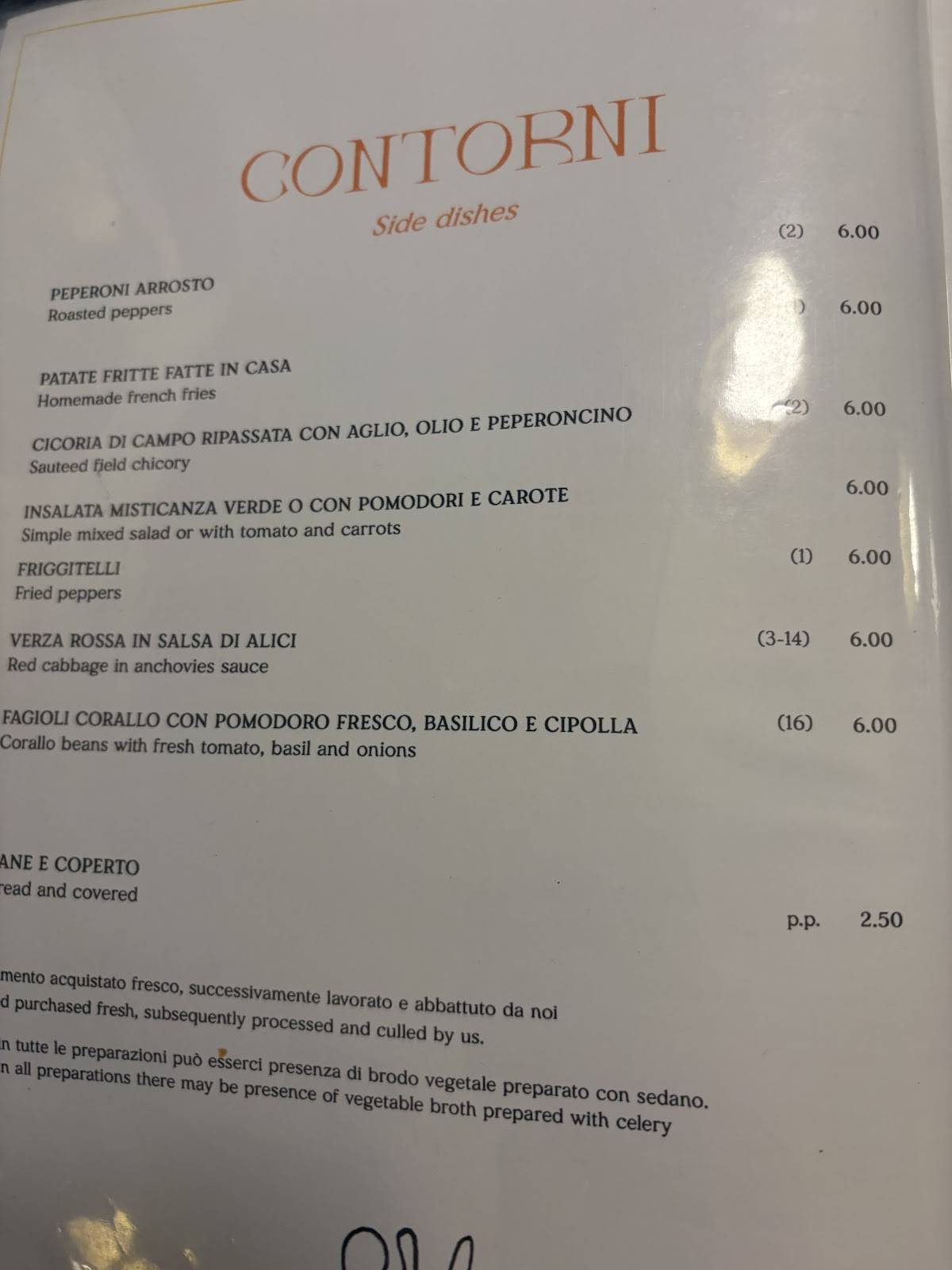Menu di Velavevodetto ai Quiriti - Prati 