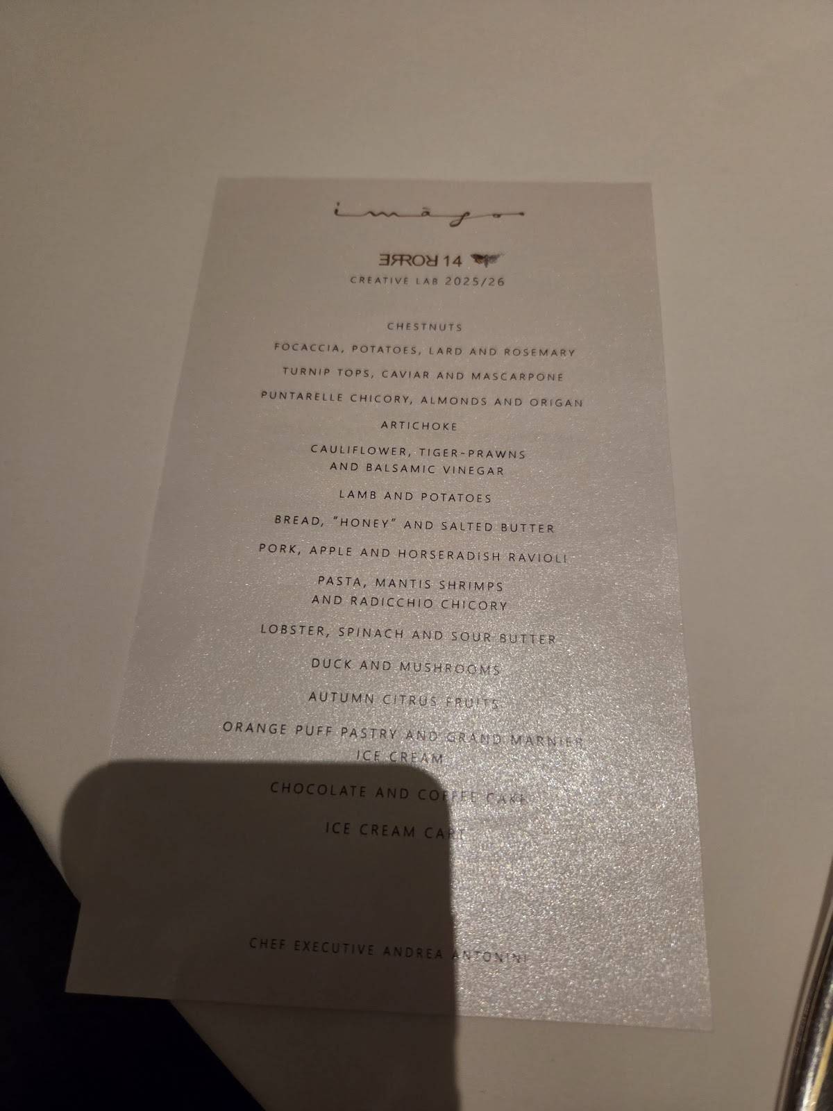 Menu di Imàgo 