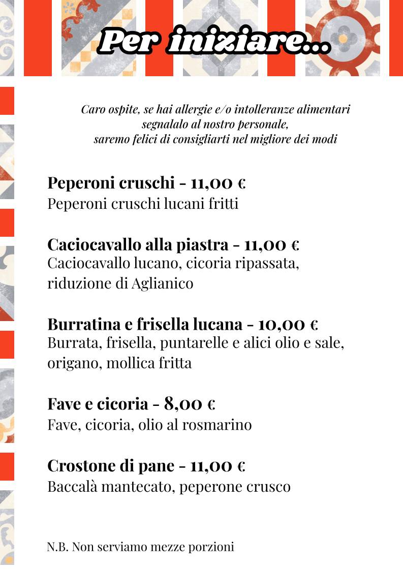 Menu di MANGIO la cucina come a casa 