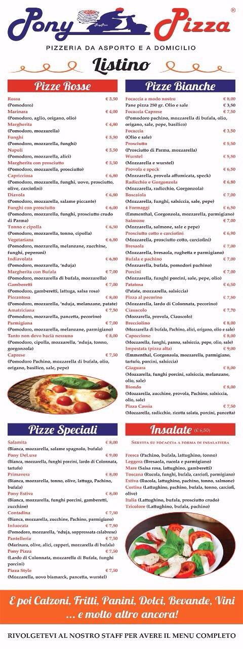 Menu di Ponypizza PinetaSacchetti 