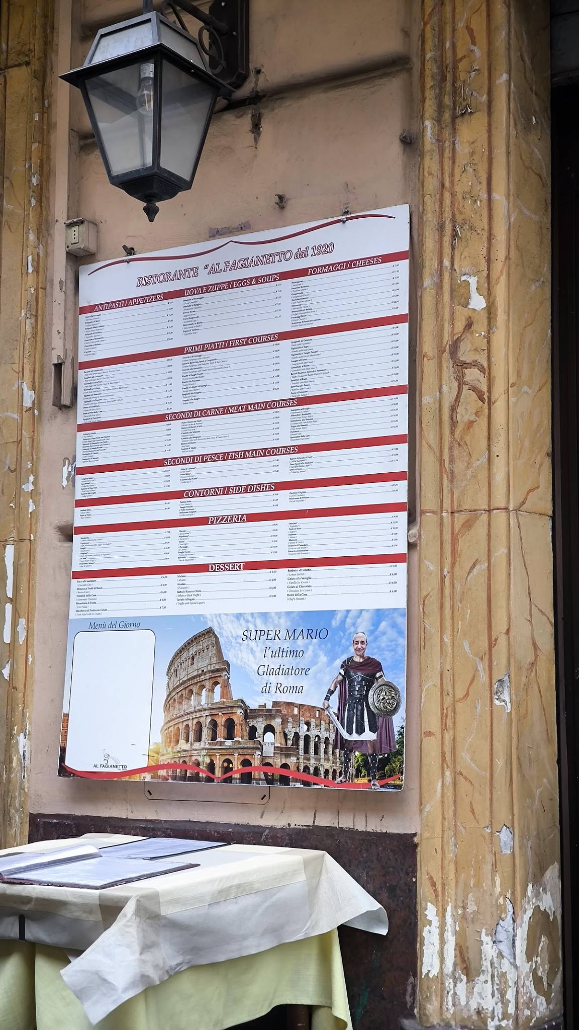 Menu di Ristorante Pizzeria Al Fagianetto 