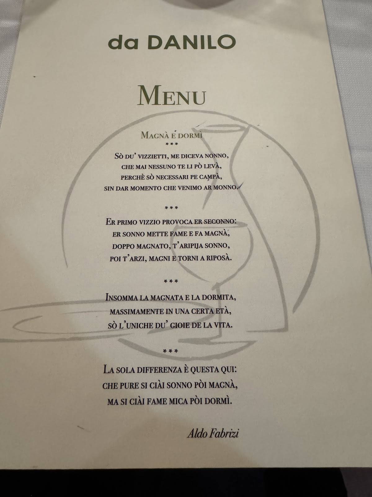 Menu di Trattoria Da Danilo 
