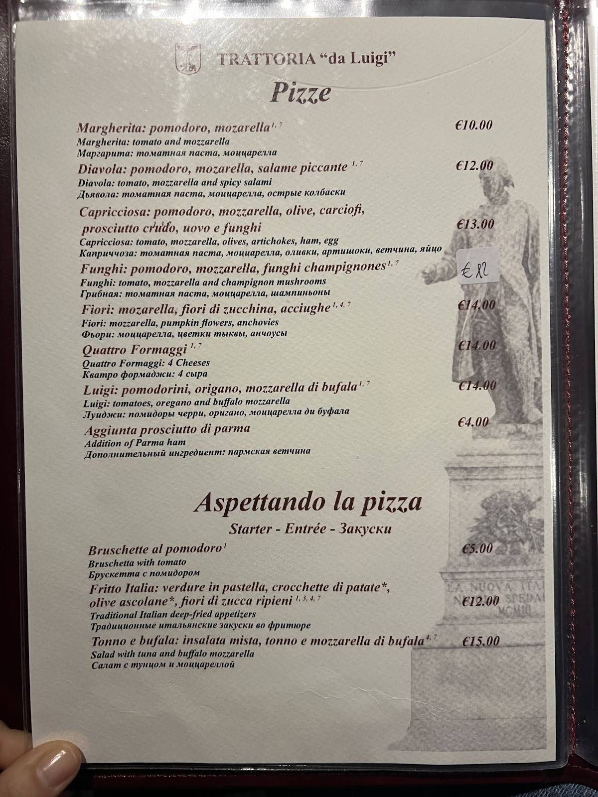 Menu di Trattoria Da Luigi 