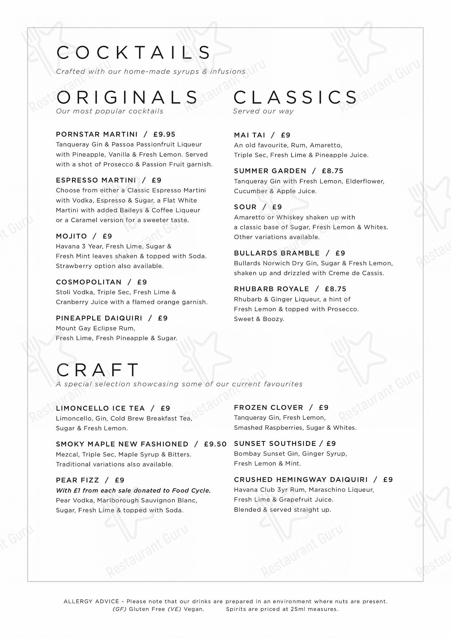 Kensington Rooftop Gardens Drinks Menu Fasci Garden