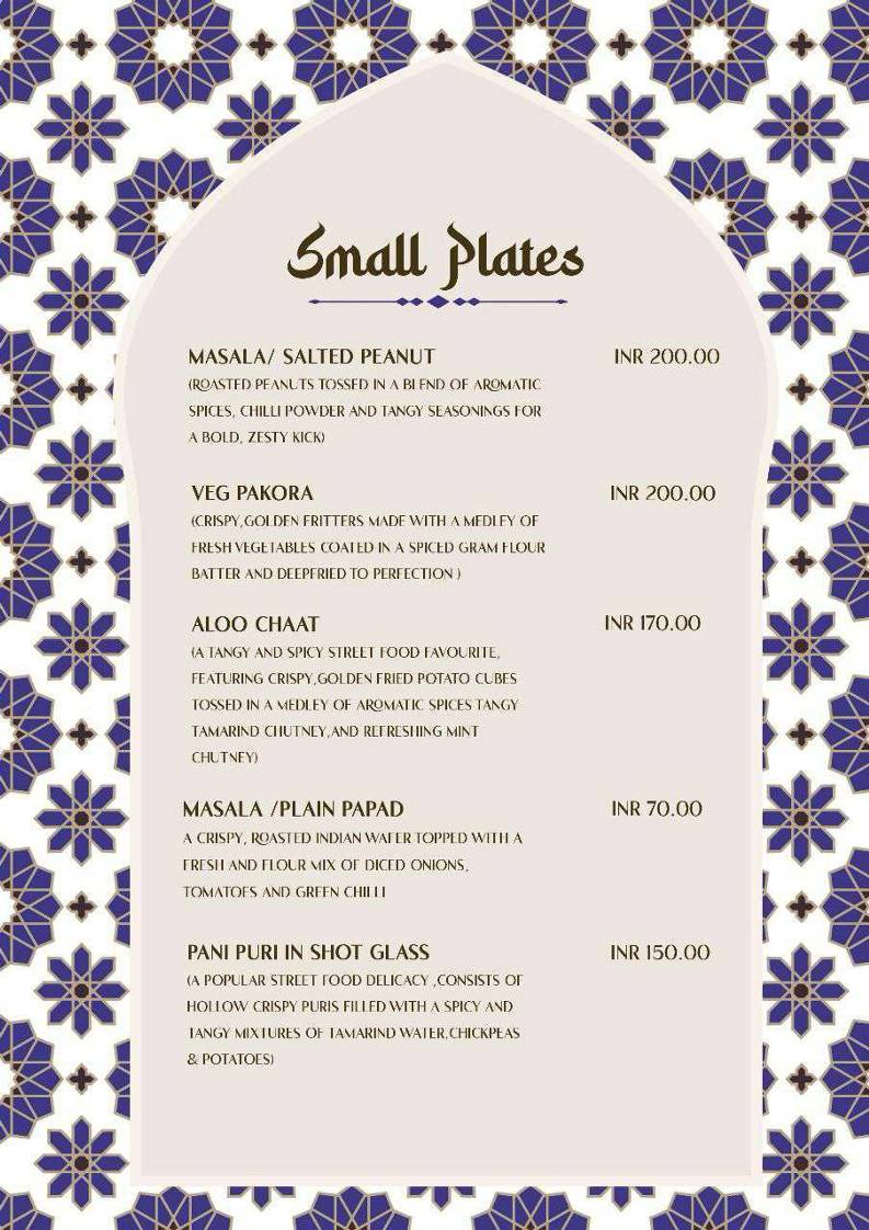 Rooftop Restaurant- Taj Jharokha menu