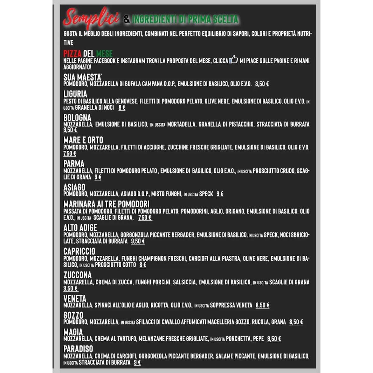 Menu di Rosso Basilico Rovigo - Pizzeria per asporto 