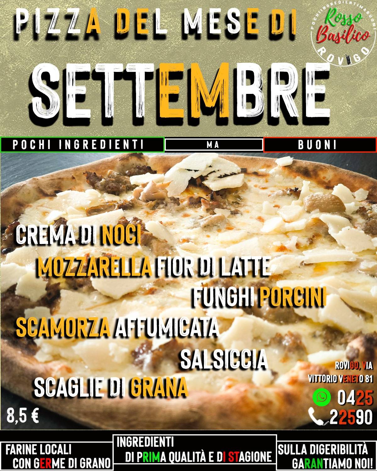 Menu di Rosso Basilico Rovigo - Pizzeria per asporto 