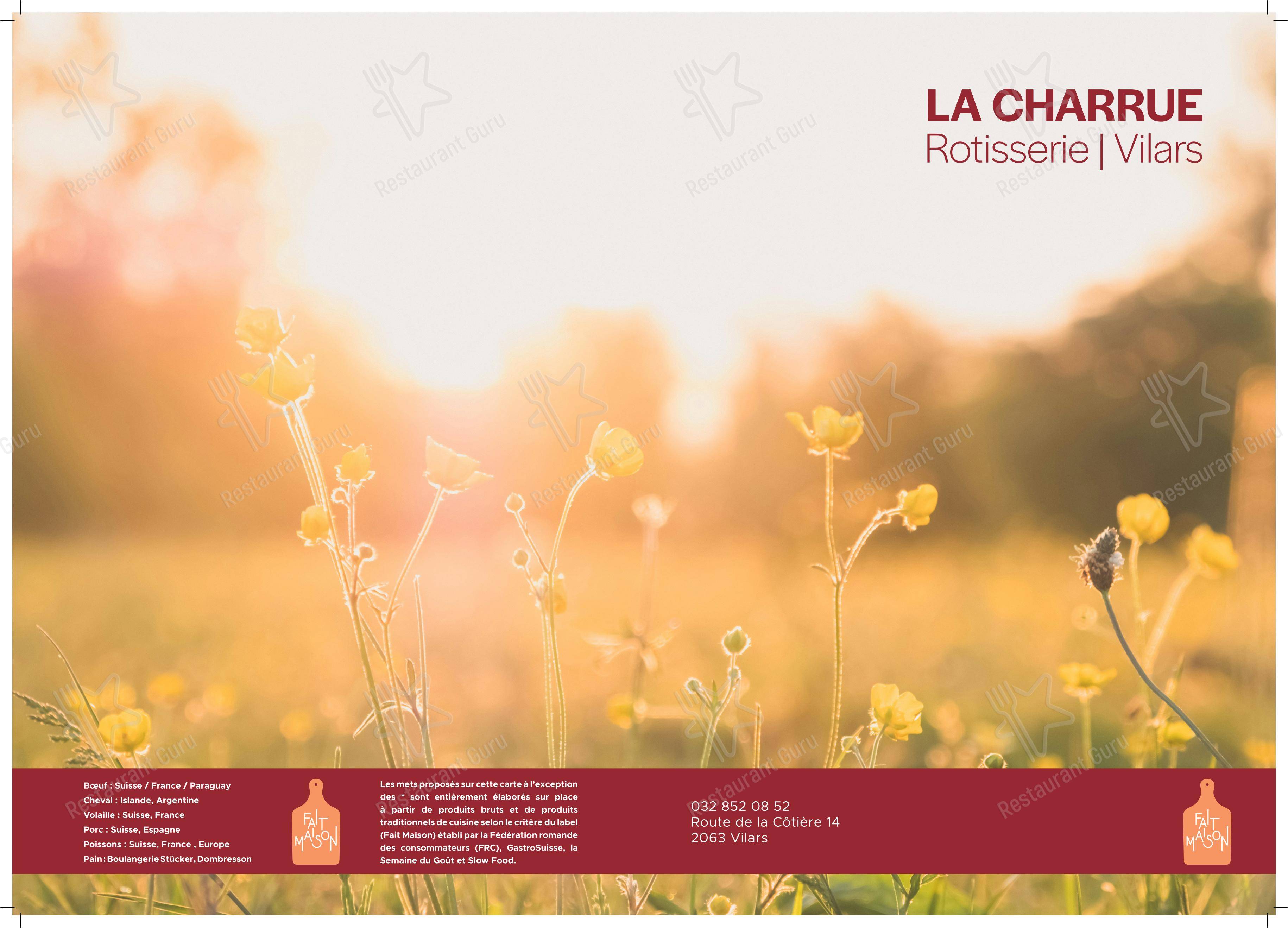 Menu di Rôtisserie-Restaurant La Charrue - Menu