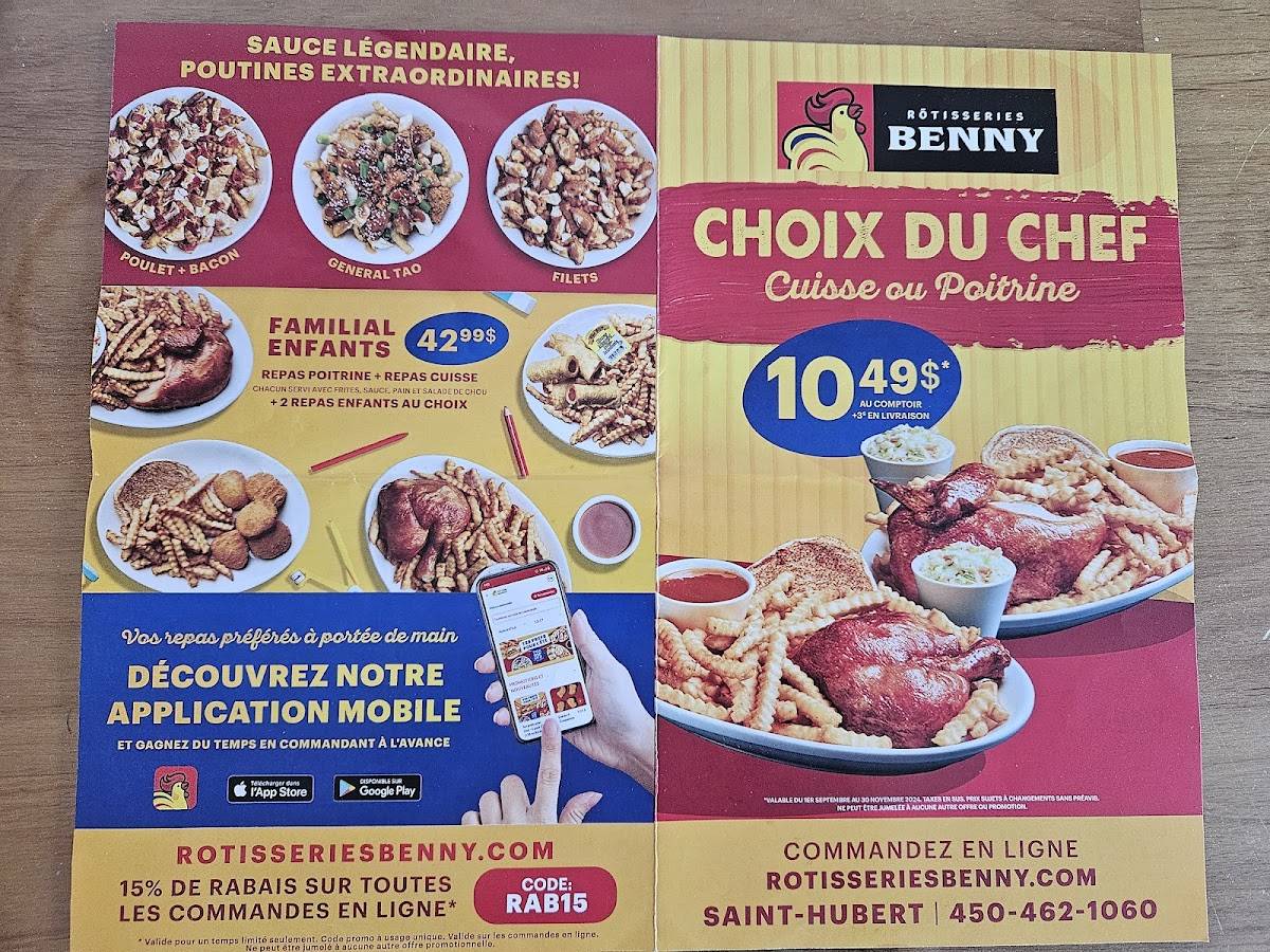 Menu de Les Rôtisseries Benny