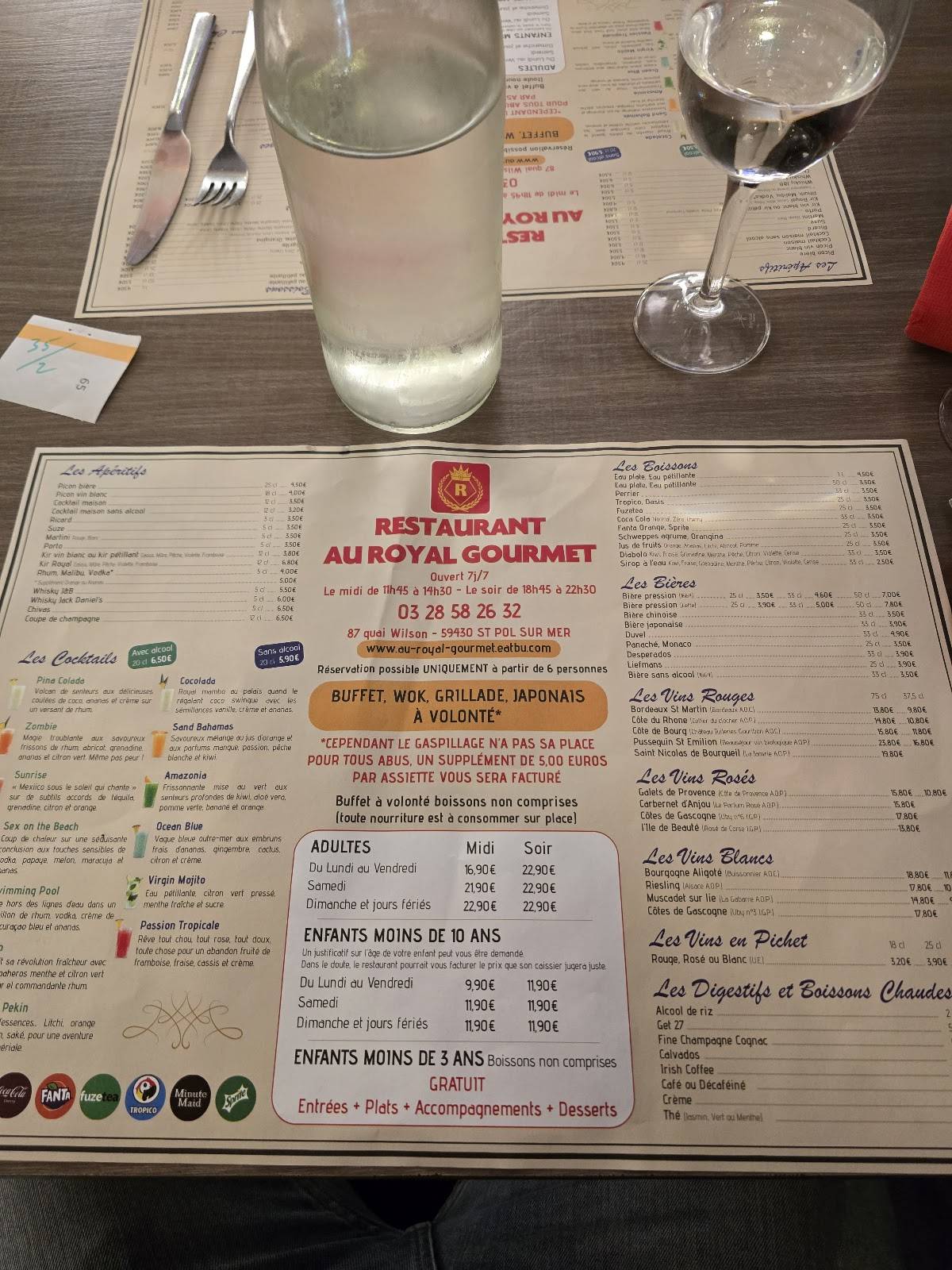 Menu de Royal Gourmet