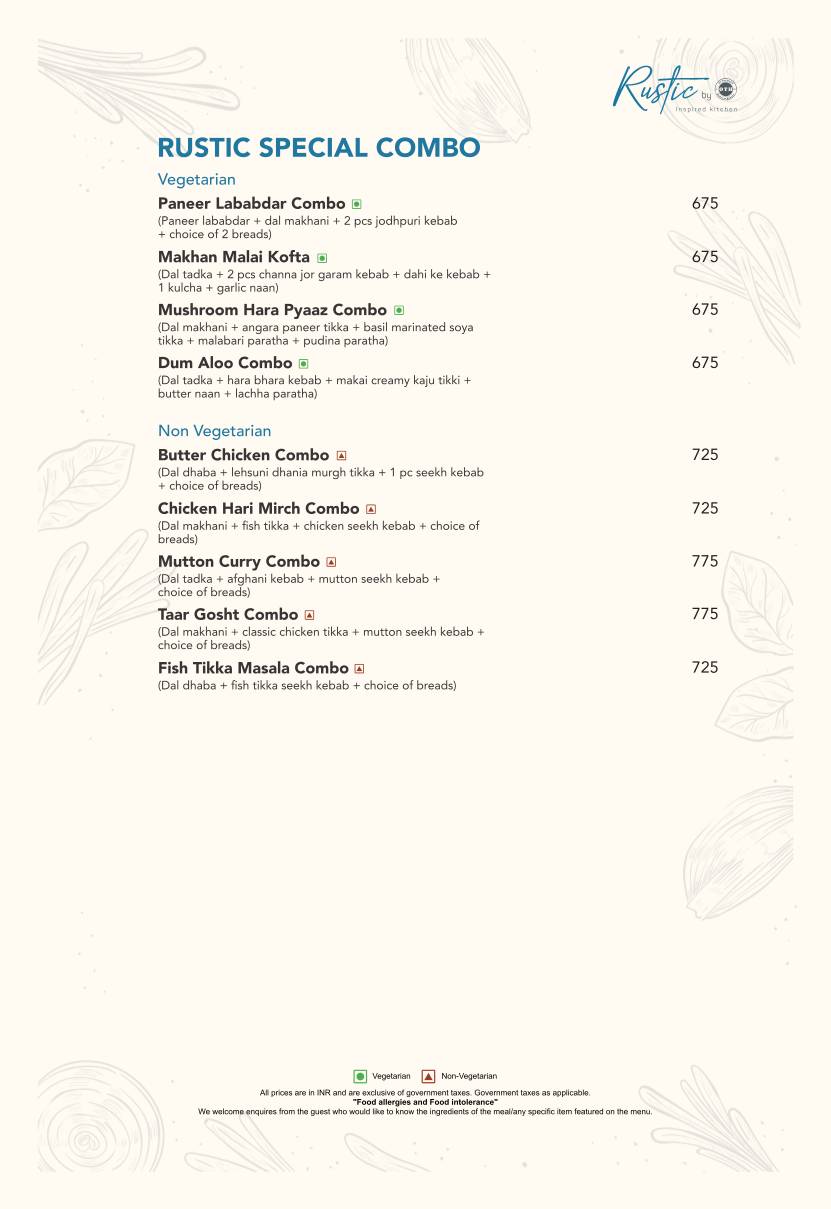 Rustic by OTH menu