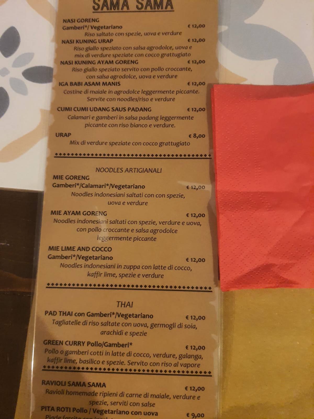 Menu di SAMA SAMA ETHNIC FOOD BAR 