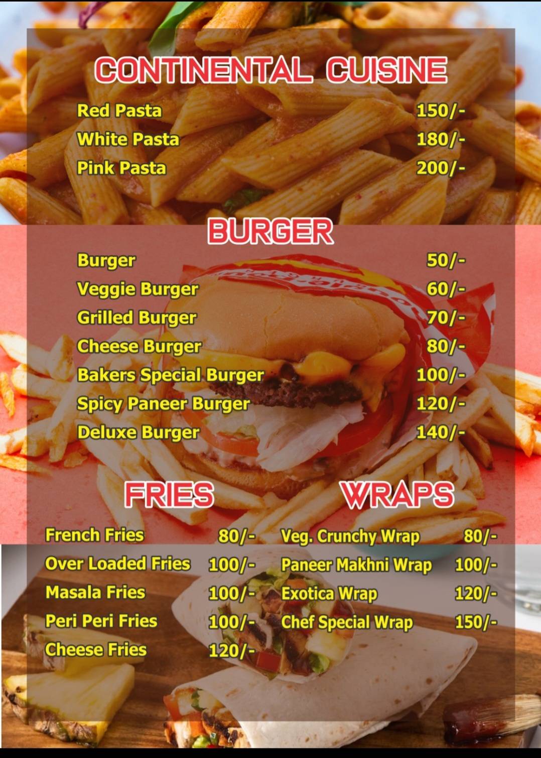 SAMAR BAKERS menu