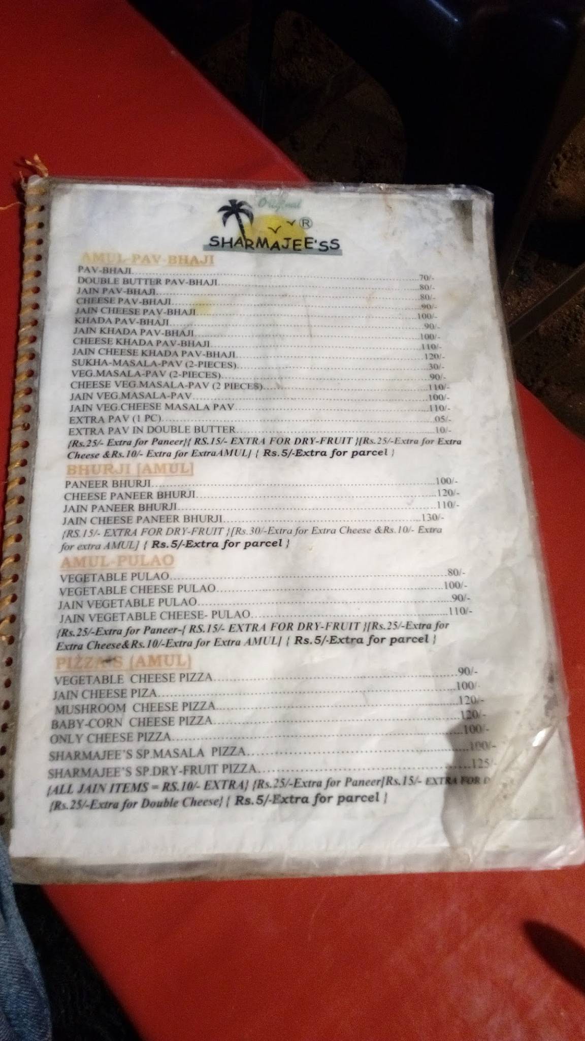 SHARMAJEE'SS menu