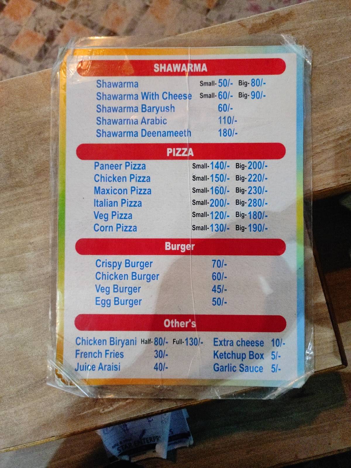 SHAWARMA TIME menu