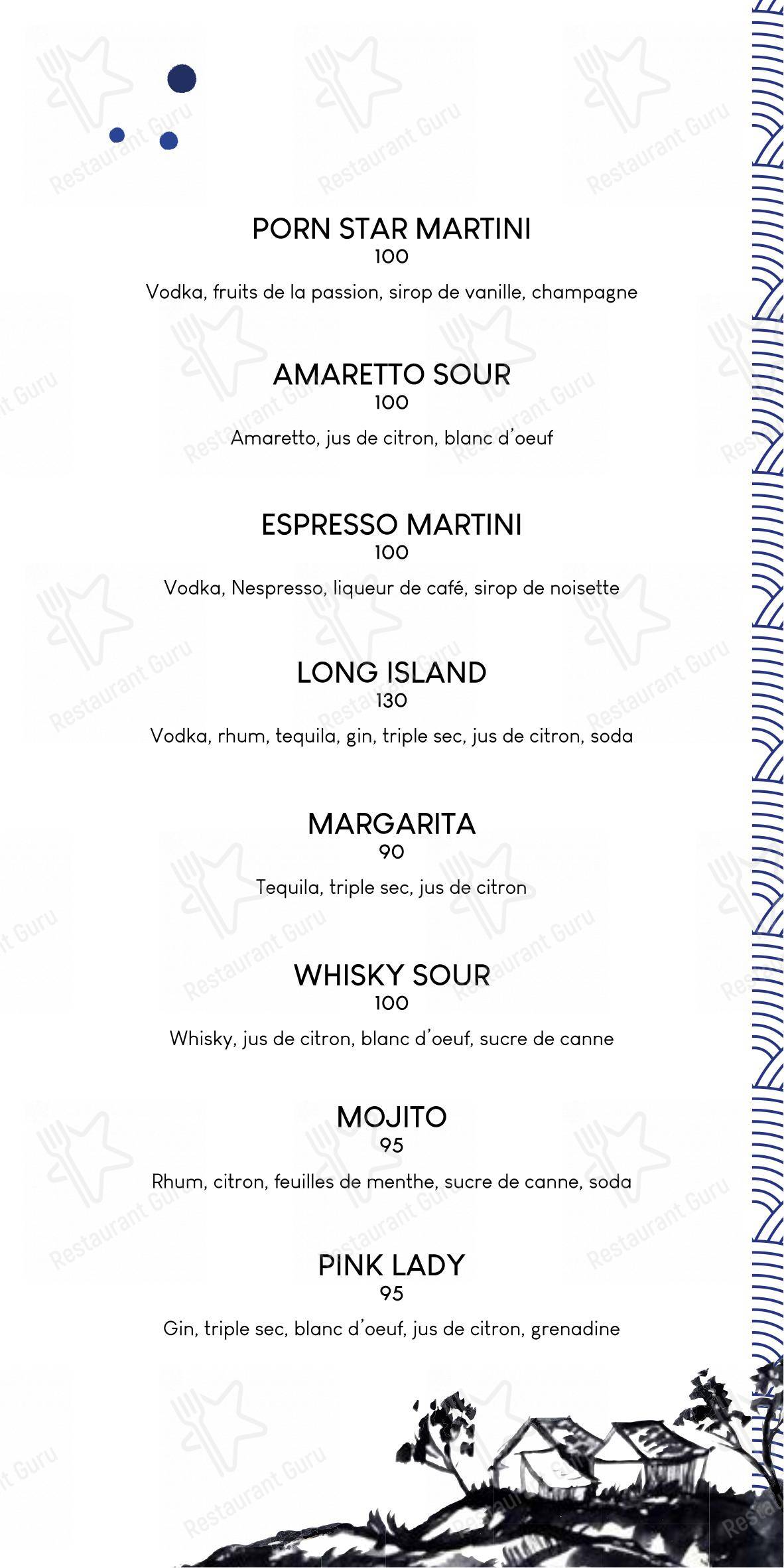 Menu bar pour Shoko Lounge dans Rabat