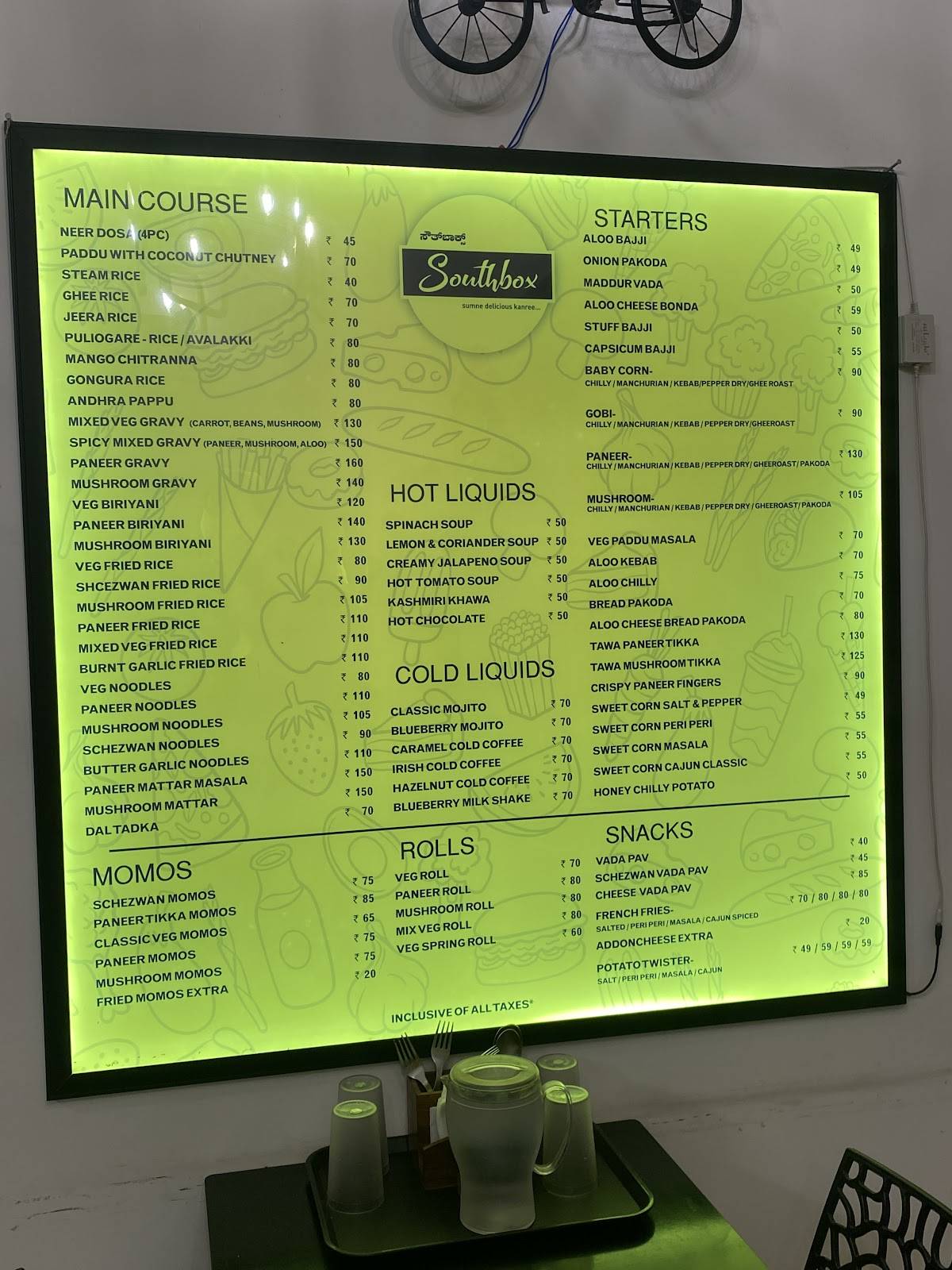 SOUTHBOX menu