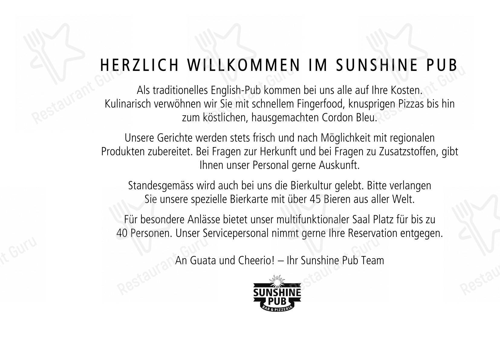 Menu bar per S'Pub Sunshine Pub in Coira