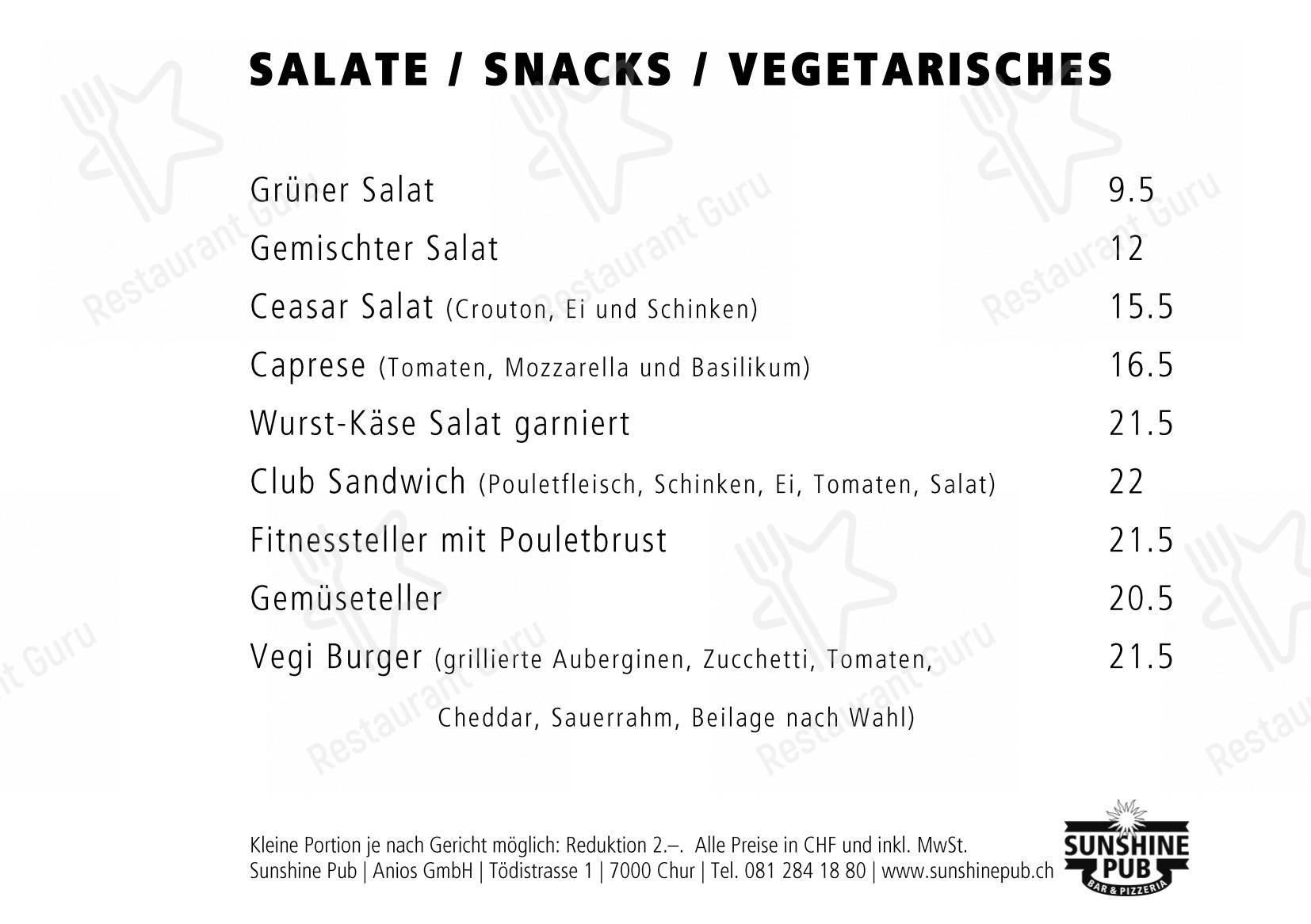 Menu di S'Pub Sunshine Pub - Menu