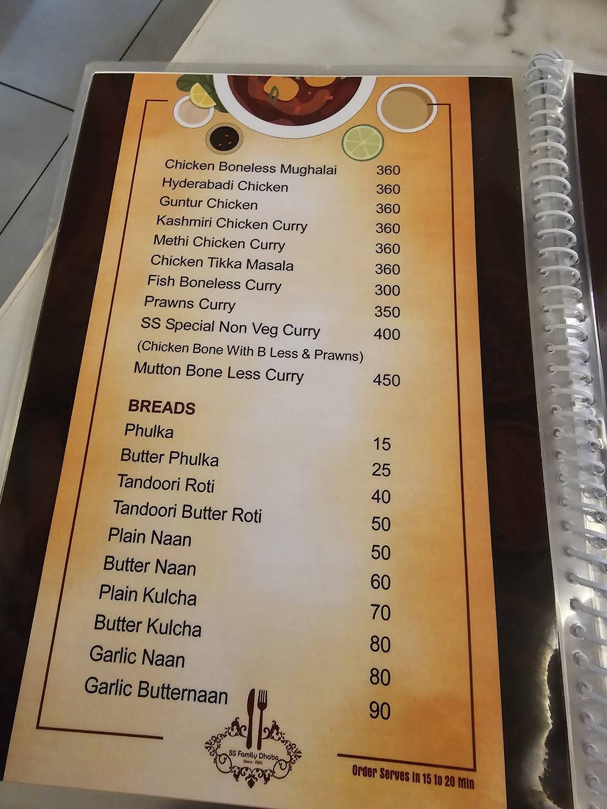 SS FAMILY DHABA menu