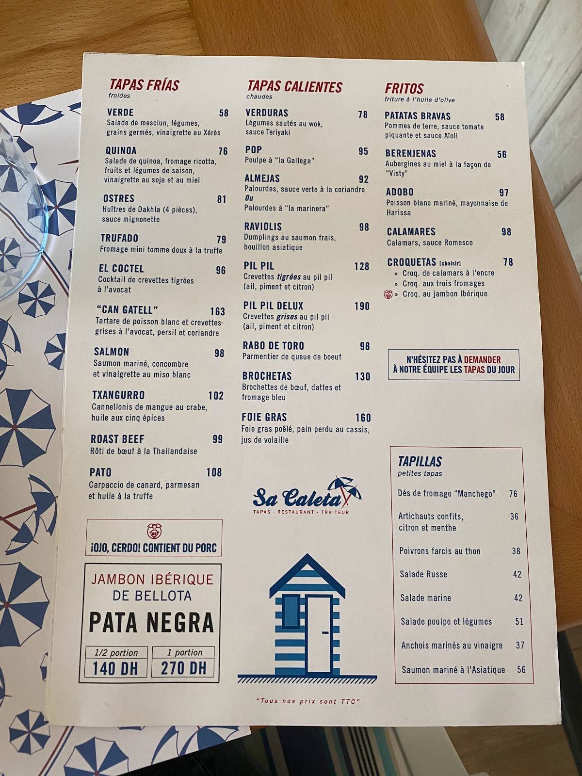 Menu de Sa Caleta