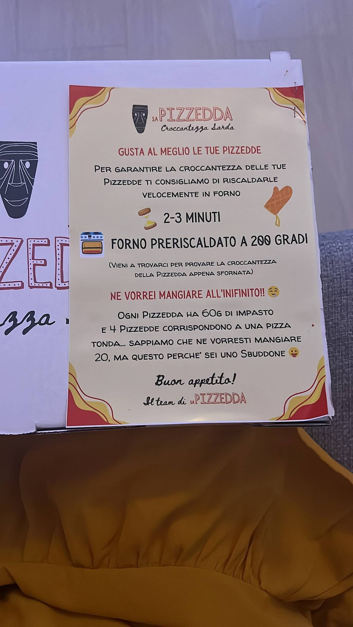 Menu di Sa Pizzedda 